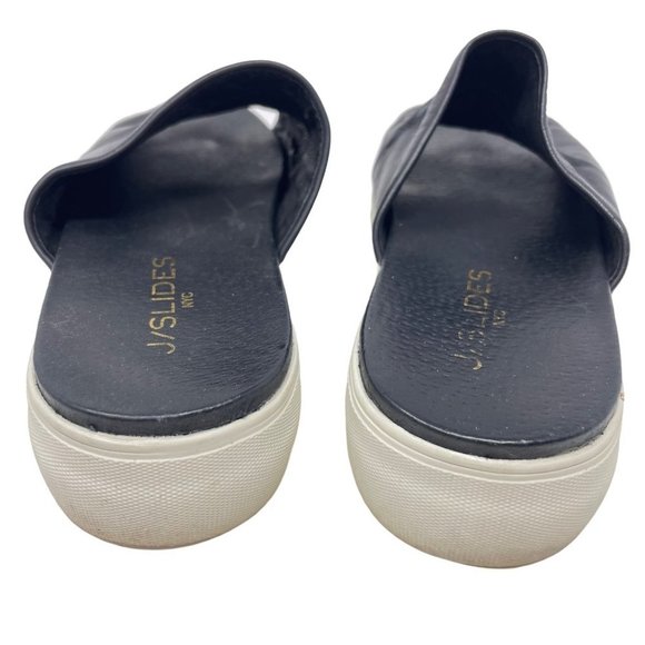 J/Slides Platform Leather Slide in Black Slip-on Thick Rubber Sole Size 6.5 - Picture 5 of 8
